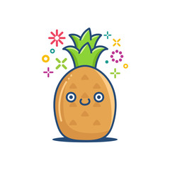 kawaii smiling pineapple emoticon cartoon illustration