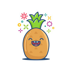 kawaii smiling pineapple emoticon cartoon illustration