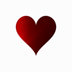 Red gradient isolated heart shape on white background