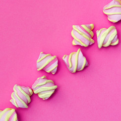 bright colored background przdnik congratulation gift sweets marshmallows candy children’s girls girls female tender nude pink