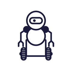 robot with wheels cyborg isolated icon