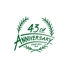 43 years design template. Forty third years logo. Vector and illustration. 