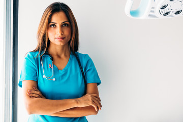 Portrait of nurse in medical room