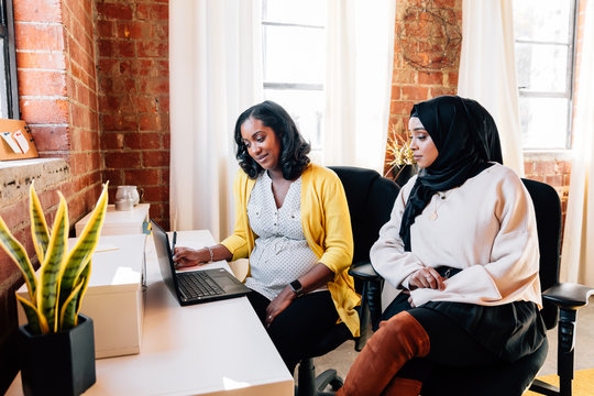 Coworkers collaborating together