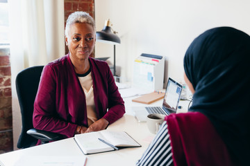 Woman interviewing for job