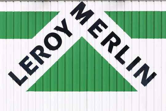 Macon, France - October 10, 2017: Leroy Merlin logo on a wall. Leroy Merlin is a French home improvement and gardening retailer serving several countries