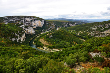 View over the ardeche river in the provence in France