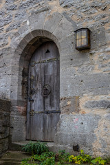 Rustic old wooden double door to cellar
