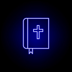 Fototapeta premium bible, death outline blue neon icon. detailed set of death illustrations icons. can be used for web, logo, mobile app, UI, UX