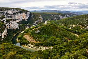 View over the ardeche river in the provence in France