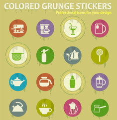 cooking drinks colored grunge icons