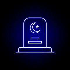 grave, death outline blue neon icon. detailed set of death illustrations icons. can be used for web, logo, mobile app, UI, UX