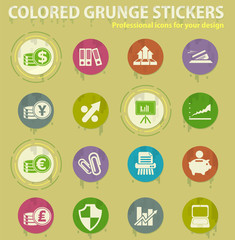 Business and Finance colored grunge icons