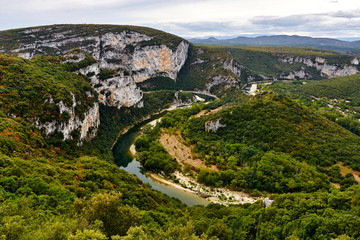 View over the ardeche river in the provence in France