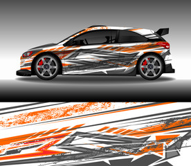 Obraz na płótnie Canvas Wrap car decal design vector, custom livery race rally car vehicle sticker and tinting.