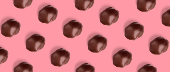 Chocolate candy with prunes pattern.