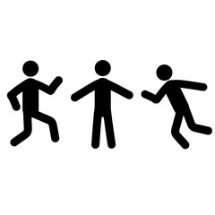 stick man walking standing running isolated on white