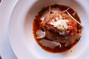 giant meatball appetizer with parmigiano