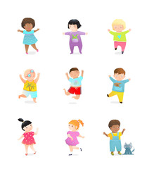 Preschooler and Kindergarten happy kids Characters Collection.
