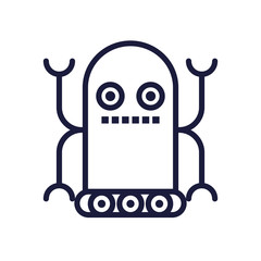 robot with wheels cyborg isolated icon