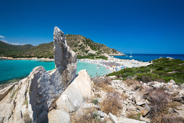 Sardaigne - Rocher et plage de Punta Molentis