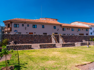 Ruins and archaeological remains of the Kusicancha temple, Cusco city, Peru