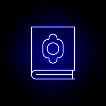 recommend clip art: quran, death outline blue neon icon. detailed set of death illustrations icons. can be used for web, logo, mobile app, UI, UX