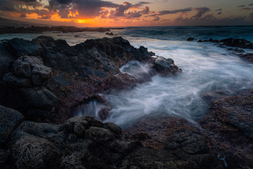 Brave coast from north part of Tenerife island next to Punta Hidalgo, Canary Islands, Spain.