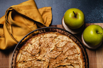 Sweet homemade apple cake with cinnamon