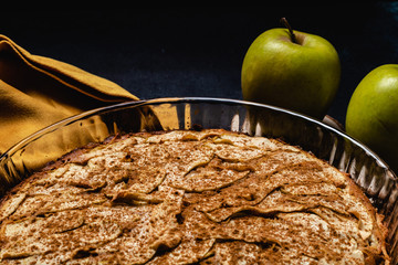 Sweet homemade apple cake with cinnamon