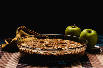 Sweet homemade apple cake with cinnamon