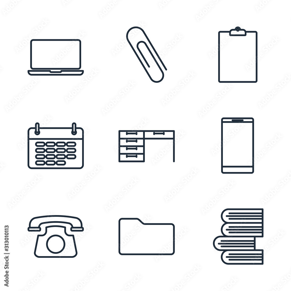Aufkleber Set workspace icon template color editable. workspace pack symbol vector sign isolated on white background illustration for graphic and web design.