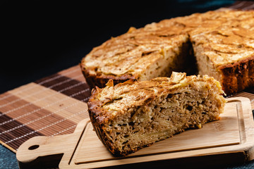 Sweet homemade apple cake with cinnamon