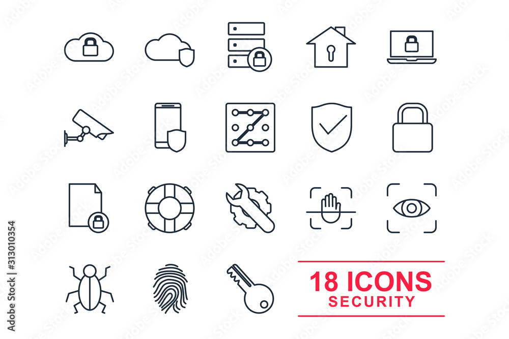 Aufkleber set security icon template color editable. security pack symbol vector sign isolated on white backgr