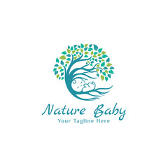 Leaf Nature Baby Tree Logo Template