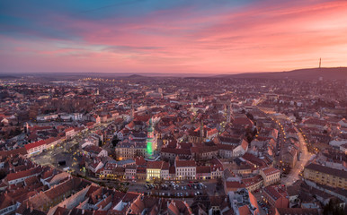 Fototapeta na wymiar Aerial photo of medieval Sopron with fire tower