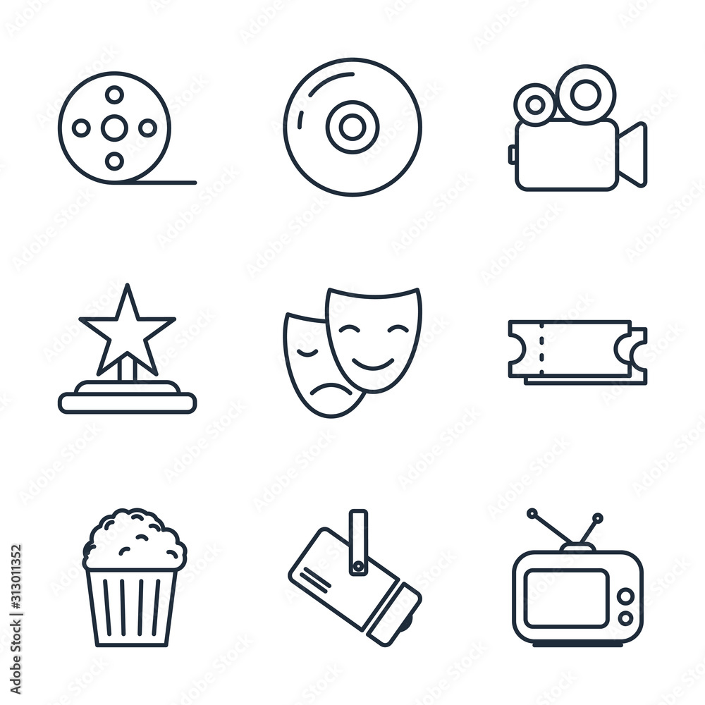 Poster set entertainment icon template color editable. event pack symbol vector sign isolated on white back