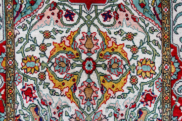 Silk carpet rug pattern. Traditional Ottoman and Turkish silk carpet texture. Turkish Ottoman...