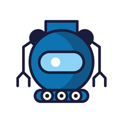 robot with wheels cyborg isolated icon