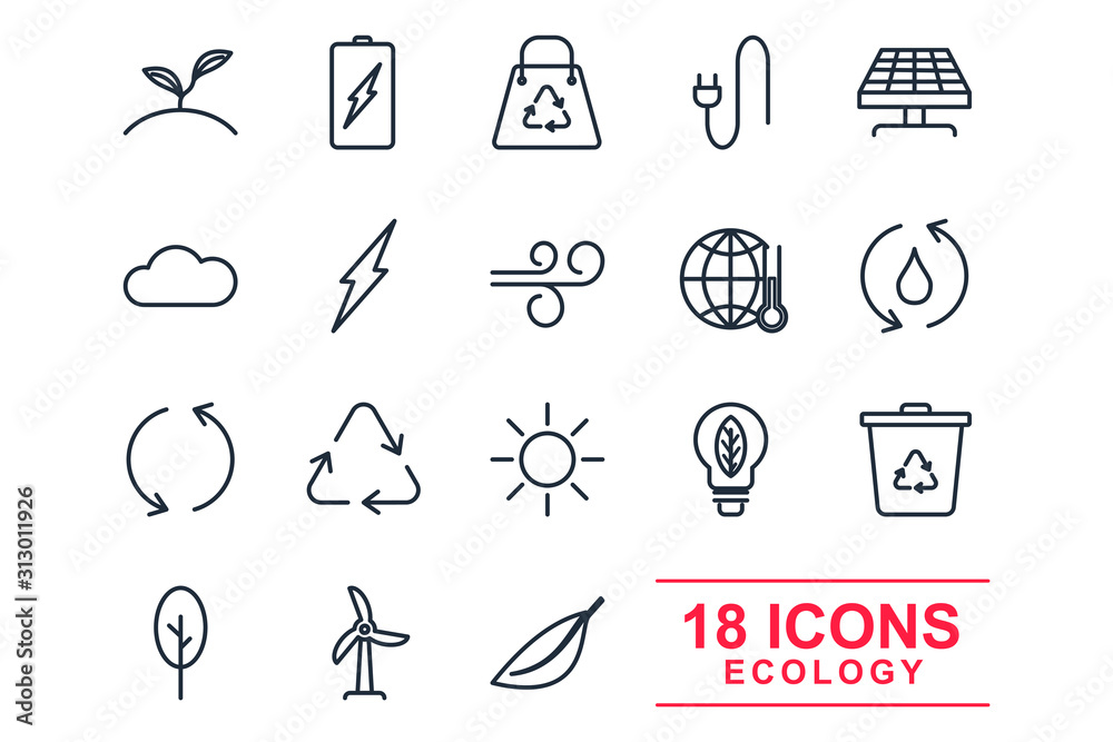 Aufkleber set ecology icon template color editable. ecology pack symbol vector sign isolated on white backgrou