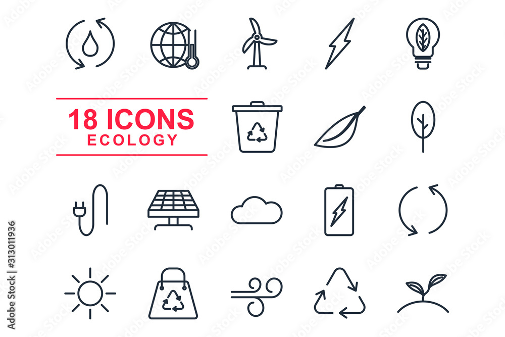Aufkleber set ecology icon template color editable. ecology pack symbol vector sign isolated on white backgrou