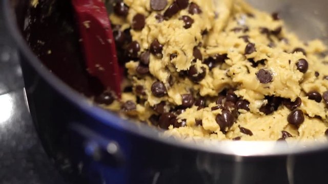 Mixing Chocolate Chip Cookie Dough