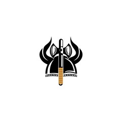 Viking warrior logo design vector illustration