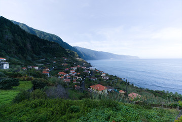 Fototapeta premium View of beautiful mountains and ocean on northern coast Madeira island, Portugal