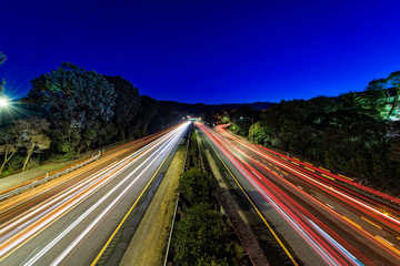 Light Trails on Highway at Night 