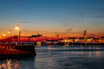 Sunset in the city center Saint Peterburg