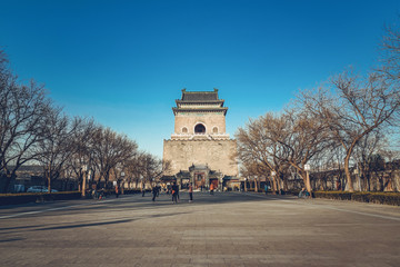 Fototapeta na wymiar Bell Tower, Beijing, China, famous travel classic