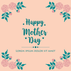 Beautiful Pattern of leaf and wreath frame, for happy mother day greeting card design. Vector