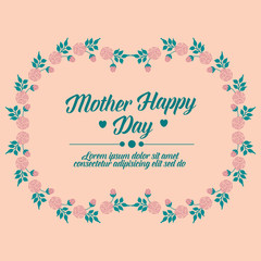 Happy mother day greeting card template Design, with beautiful leaf and floral frame design. Vector
