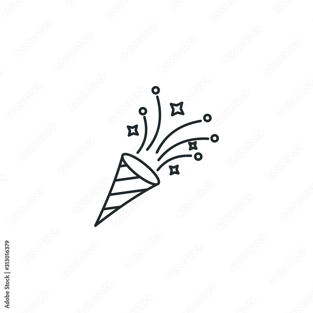 Poster confetti popper icon template color editable. party popper symbol vector sign isolated on white back